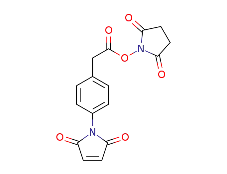 Molecular Structure of 91574-33-3 (1H-Pyrrole-2,5-dione,
1-[4-[2-[(2,5-dioxo-1-pyrrolidinyl)oxy]-2-oxoethyl]phenyl]-)