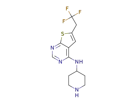 Molecular Structure of 1628317-93-0 (N-(Piperidin-4-Yl)-6-(2,2,2-Trifluoroethyl)Thieno[2,3-D]Pyrimidin-4-Amine)