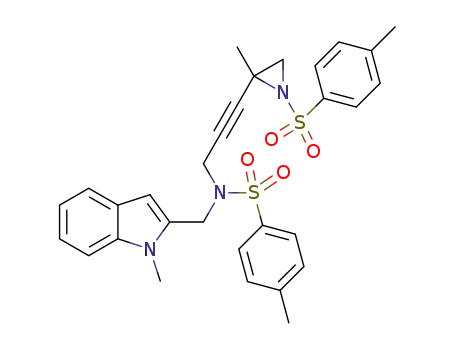 4-methyl-N-(3-(2-methyl-1-tosylaziridin-2-yl)prop-2-ynyl)-N-((1-methyl-1H-indol-2-yl)-methyl)benzenesulfonamide