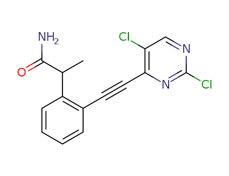 Molecular Structure of 1566543-95-0 (2-(2-((2,5-dichloropyrimidin-4-yl)ethynyl)phenyl)propanamide)