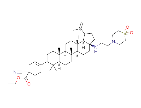 ethyl 1-cyano-4-((1R,3aS,5aR,5bR,7aR,11aS,11bR,13aR,13bR)-3a-((2-(1,1-dioxidothiomorpholino)ethyl)amino)-5a,5b,8,8,11a-pentamethyl-1-(prop-1-en-2-yl)-2,3,3a,4,5,5a,5b,6,7,7a,8,11,11a,11b,12,13,13a,13b-octadecahydro-1H-cyclopenta[a]chrysen-9-yl)cyclohex-3-enecarboxylate