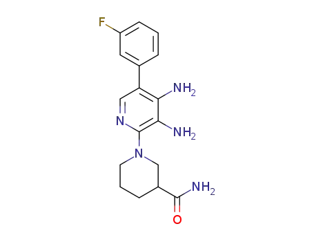 Molecular Structure of 1600524-53-5 (1-(3,4-diamino-5-(3-fluorophenyl)pyridin-2-yl)piperidine-3-carboxamide)