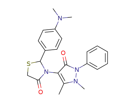 Molecular Structure of 128317-57-7 (2-[4-(dimethylamino)phenyl]-3-(1,5-dimethyl-3-oxo-2-phenyl-2,3-dihydro-1H-pyrazol-4-yl)-1,3-thiazolidin-4-one)