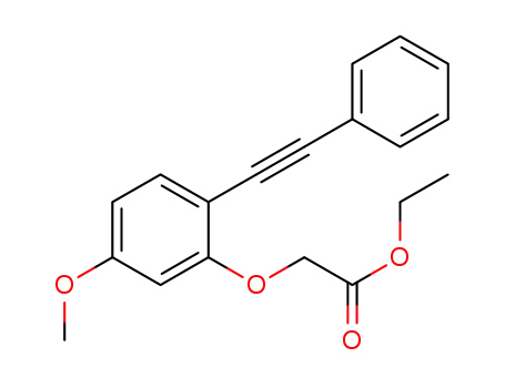 Molecular Structure of 1459128-93-8 (ethyl 2-(5-methoxy-2-(phenylethynyl)phenoxy)acetate)