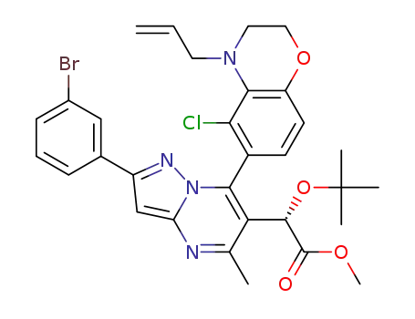 (2S)-methyl 2-(7-(4-allyl-5-chloro-3,4-dihydro-2H-benzo[b][1,4]oxazin-6-yl)-2-(3-bromophenyl)-5-methylpyrazolo[1,5-a]pyrimidin-6-yl)-2-(tert-butoxy)acetate