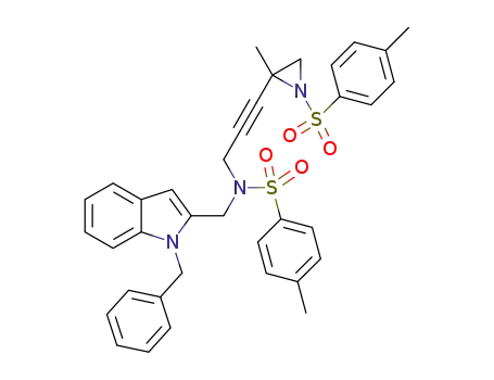 N-((1-benzyl-1H-indol-2-yl)methyl)-4-methyl-N-(3-(2-methyl-1-tosylaziridin-2-yl)prop-2-ynyl)benzenesulfonamide