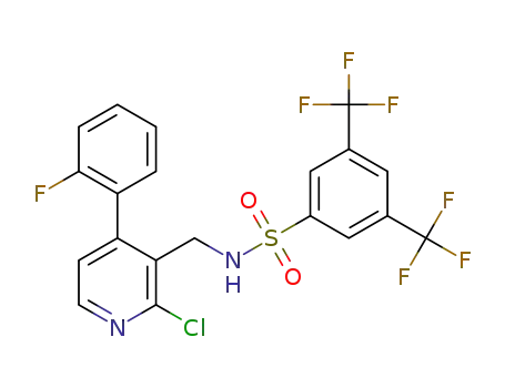 Molecular Structure of 1491169-45-9 (N-((2-chloro-4-(2-fluorophenyl)pyridin-3-yl)methyl)-3,5-bis(trifluoromethyl)benzenesulfonamide)