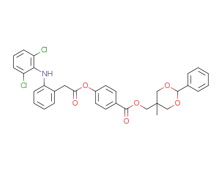 Molecular Structure of 1528768-90-2 ((5-methyl-2-phenyl-1,3-dioxan-5-yl)methyl 4-(2-(2-((2,6-dichlorophenyl)amino)phenyl)acetoxy)benzoate)
