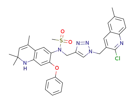 Molecular Structure of 1601552-66-2 (N-((1-((2-chloro-6-methylquinolin-3-yl)methyl)-1H-1,2,3-triazol-4-yl)methyl)-N-(2,2,4-trimethyl-7-phenoxy-1,2-dihydroquinolin-6-yl)methanesulfonamide)