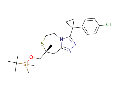 Molecular Structure of 1403396-04-2 ((8R)-8-({[tert-butyl(dimethyl)silyl]oxy}methyl)-3-[1-(4-chlorophenyl)cyclopropyl]-8-methyl-5,6,8,9-tetrahydro[1,2,4]triazolo[4,3-d][1,4]thiazepine)