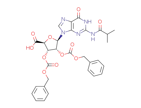 N-isobutyroyl-5’-carboxy-2’,3’-di-O-(carbobenzyloxy)guanosine