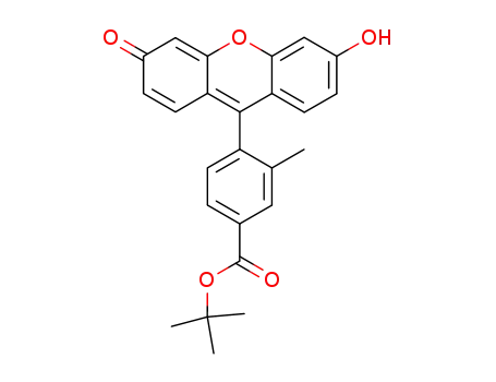Molecular Structure of 876752-67-9 (Benzoic acid, 4-(6-hydroxy-3-oxo-3H-xanthen-9-yl)-3-methyl-,
1,1-dimethylethyl ester)