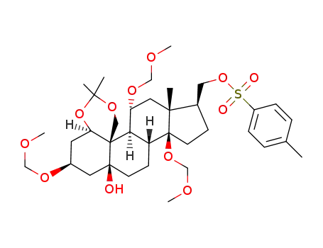 Molecular Structure of 1526915-32-1 (((3S,3aR,5R,5bR,9aR,11S,12aS,14bS)-12a-hydroxy-5,11,14b-tris(methoxymethoxy)-3a,8,8-trimethylhexadecahydro-1H-cyclopenta[7,8]phenanthro[4,4a-d][1,3]dioxin-3-yl)methyl-4-methylbenzenesulfonate)
