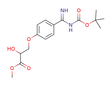 Molecular Structure of 1448674-13-2 (3-[4-(tert-butoxycarbonylamino-imino-methyl)phenoxy]-2-hydroxypropionic acid methyl ester)