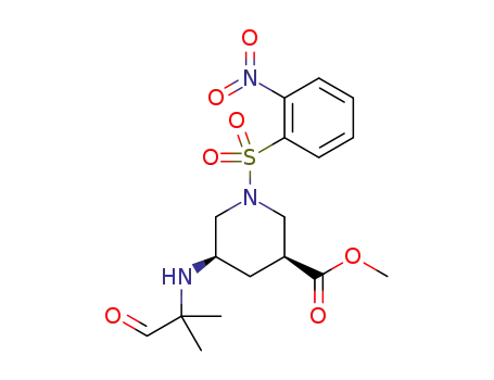 Molecular Structure of 1263197-96-1 (methyl (3S,5R)-5-[(1,1-dimethyl-2-oxoethyl)amino]-1-(2-nitrophenyl)sulfonylpiperidine-3-carboxylate)