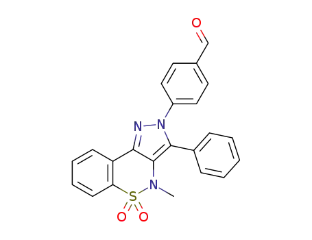 Molecular Structure of 1608470-09-2 (4-(4-methyl-5,5-dioxido-3-aphenylbenzo[e]pyrazolo[4,3-c][1,2]thiazin-2(4H)-yl)benzaldehyde)