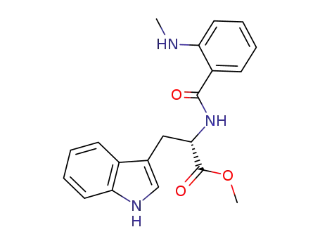 Molecular Structure of 84244-87-1 ((S)-3-(1H-Indol-3-yl)-2-(2-methylamino-benzoylamino)-propionic acid methyl ester)
