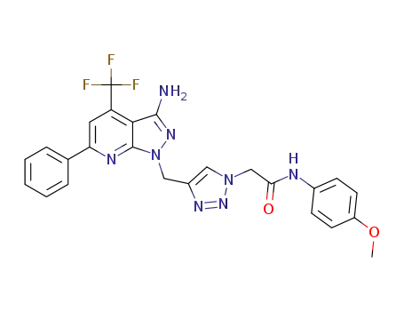 2-(4-((3-amino-6-phenyl-4-(trifluoromethyl)-1H-pyrazolo[3,4-b]pyridin-1-yl)methyl)-1H-1,2,3-triazol-1-yl)-N-(4-methoxyphenyl)acetamide