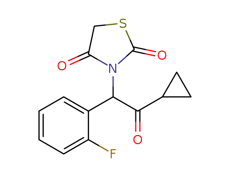 Molecular Structure of 1563931-94-1 (3-(2-cyclopropyl-1-(2-fluorophenyl)-2-oxoethyl)thiazolidine-2,4-dione)