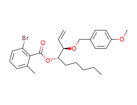 Molecular Structure of 1449522-85-3 ((-)-2-bromo-6-methylbenzoic acid (S)-1-[(R)-1-(4-methoxybenzyloxy)allyl]hexyl ester)
