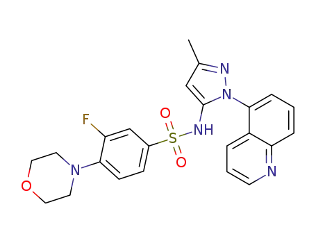 3-fluoro-N-(3-methyl-1-(quinolin-5-yl)-1H-pyrazol-5-yl)-4-morpholinobenzenesulfonamide