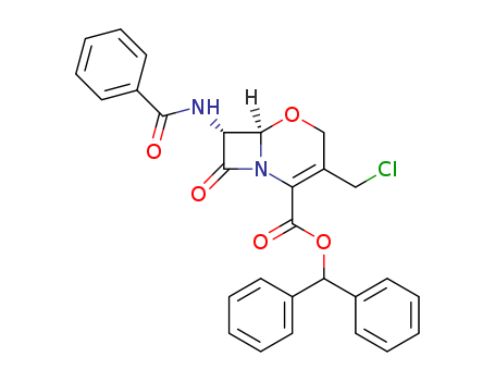 5-Oxa-1-azabicyclo[4.2.0]oct-2-ene-2-carboxylic acid, 7-(benzoylamino)-3-(chloromethyl)-8-oxo-, diphenylmethyl ester, (6R-cis)-