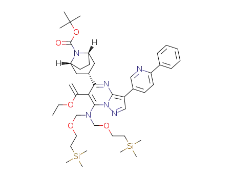 tert-butyl 3-(7-(bis((2-(trimethylsilyl)ethoxy)methyl)amino)-6-(1-ethoxyvinyl)-3-(6-phenylpyridin-3-yl)pyrazolo[1,5-a]pyrimidin-5-yl)-8-azabicyclo[3.2.1]octane-8-carboxylate