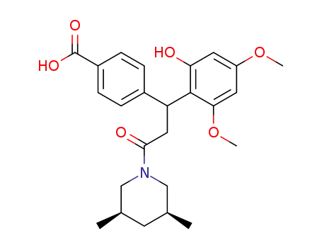 4-(3-(3,5-cis-dimethylpiperidin-1-yl)-1-(2-hydroxy-4,6-dimethoxyphenyl)-3-oxopropyl)benzoic acid