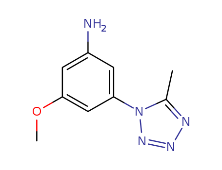 Benzenamine, 3-methoxy-5-(5-methyl-1H-tetrazol-1-yl)- (9CI)