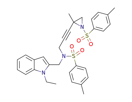 N-((1-ethyl-1H-indol-2-yl)methyl)-4-methyl-N-(3-(2-methyl-1-tosylaziridin-2-yl)prop-2-ynyl)benzenesulfonamide