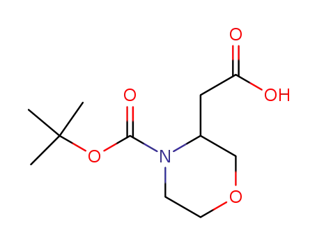 Molecular Structure of 859155-89-8 (3-CARBOXYMETHYL-MORPHOLINE-4-CARBOXYLIC ACID TERT-BUTYL ESTER)
