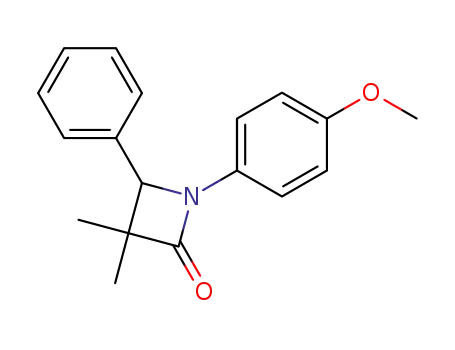 Molecular Structure of 128897-27-8 (2-Azetidinone, 1-(4-methoxyphenyl)-3,3-dimethyl-4-phenyl-)