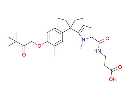 3-(5-(3-(4-(3,3-dimethyl-2-oxobutoxy)-3-methylphenyl)pentan-3-yl)-1-methylpyrrole-2-carboxamido)propanoic acid