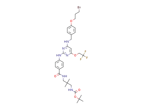 tert-butyl (3-(4-((4-((4-(3-bromopropoxy)benzyl)amino)-6-(2,2,2-trifluoroethoxy)pyrimidin-2-yl)amino)benzamido)-2,2-dimethylpropyl)carbamate