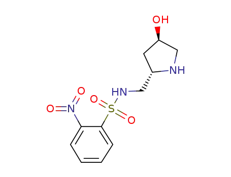 Molecular Structure of 1410975-83-5 (N-(((2S,4R)-4-hydroxypyrrolidin-2-yl)methyl)-2-nitrobenzenesulfonamide)