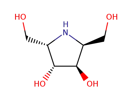 Molecular Structure of 105015-44-9 ((2S,5S)-Bishydroxymethyl-(3R,4R)-bishydroxypyrrolidine)