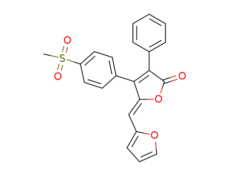 Molecular Structure of 1448458-81-8 ((5Z)-5-((furan-2-yl)methylene)-4-(4-(methylsulfonyl)phenyl)-3-phenylfuran-2(5H)-one)