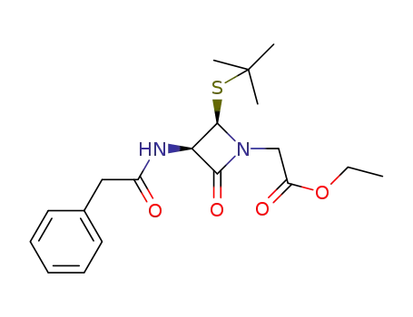 cis-(4R)-t-butylthio-1-ethoxycarbonylmethyl-(3R)-phenylacetamidoazetidin-2-one
