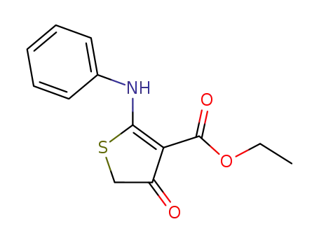 Molecular Structure of 78267-15-9 (ETHYL 2-ANILINO-4-OXO-4,5-DIHYDRO-3-THIOPHENECARBOXYLATE)