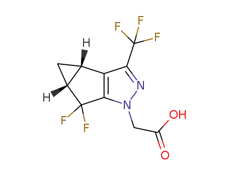 Molecular Structure of 1620056-83-8 (2-((3bS,4aR)-5,5-difluoro-3-(trifluoromethyl)-3b,4,4a,5-tetrahydro-1H-cyclopropa[3,4] cyclopenta[1,2-c]pyrazol-1-yl)acetic acid)