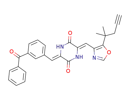 (3Z,6Z)-3-(3-benzoylbenzylidene)-6-((5-(2-methyl-pent-4-yn-2-yl)oxazol-4-yl)methylene)piperazine-2,5-dione