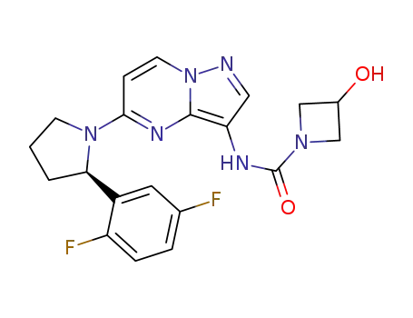 Molecular Structure of 1223403-41-5 ((R)-N-(5-(2-(2,5-difluorophenyl)pyrrolidin-1-yl)pyrazolo[1,5-a]pyrimidin-3-yl)-3-hydroxyazetidine-1-carboxamide)