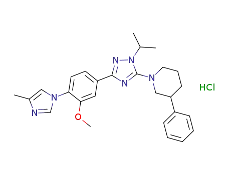 Molecular Structure of 1262193-88-3 (1-[3-[3-methoxy-4-(4-methyl-1H-imidazol-1-yl)phenyl]-1-(1-methylethyl)-1H-1,2,4-triazol-5-yl]-3-phenyl-piperidine hydrochloride)
