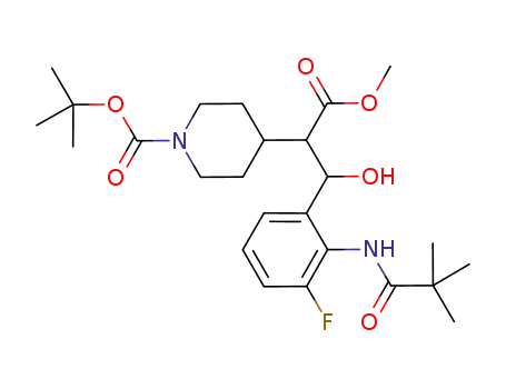 4-Piperidineacetic acid,
1-[(1,1-dimethylethoxy)carbonyl]-a-[[2-[(2,2-dimethyl-1-oxopropyl)amino
]-3-fluorophenyl]hydroxymethyl]-, methyl ester