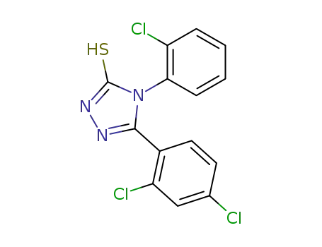 Molecular Structure of 93677-82-8 (3H-1,2,4-Triazole-3-thione,
4-(2-chlorophenyl)-5-(2,4-dichlorophenyl)-2,4-dihydro-)
