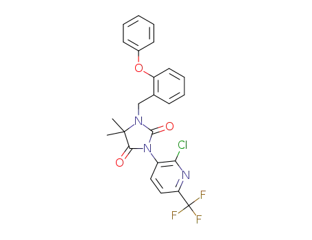 Molecular Structure of 1181079-95-7 (3-(2-chloro-6-trifluoromethylpyridin-3-yl)-5,5-dimethyl-1-(2-phenoxybenzyl)imidazolidine-2,4-dione)