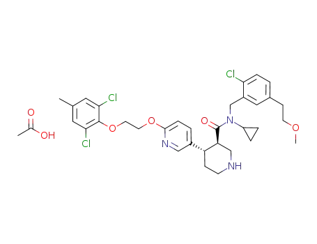 (3'R,4'S)-6-[2-(2,6-dichloro-4-methyl-phenoxy)ethoxy]-1',2',3',4',5',6'-hexahydro-[3,4']bipyridinyl-3'-carboxylic acid [2-chloro-5-(2-methoxy-ethyl)benzyl]cyclopropylamide acetate