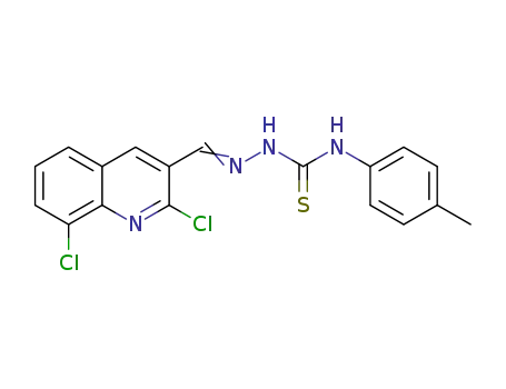 Molecular Structure of 1313027-63-2 (1-((2,8-dichloroquinolin-3-yl)methylene)-4-p-tolylthiosemicarbazide)