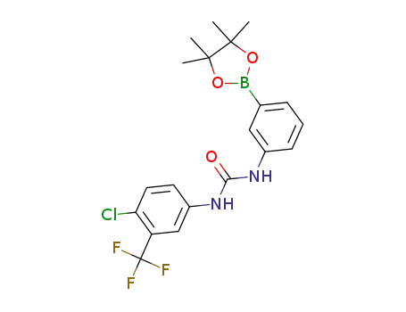 Molecular Structure of 1258961-70-4 (1-(4-chloro-3-trifluoromethyl-phenyl)-3-[3-(4,4,5,5-tetramethyl-[1,3,2]dioxaborolan-2-yl)-phenyl]-urea)