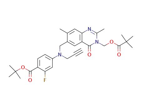 tert-butyl 4-[[(3-{[(2,2-dimethylpropanoyl)oxy]methyl}-2,7-dimethyl-4-oxo-3,4-dihydroquinazolin-6-yl)methyl](prop-2-yn-1-yl)amino]-2-fluorobenzoate